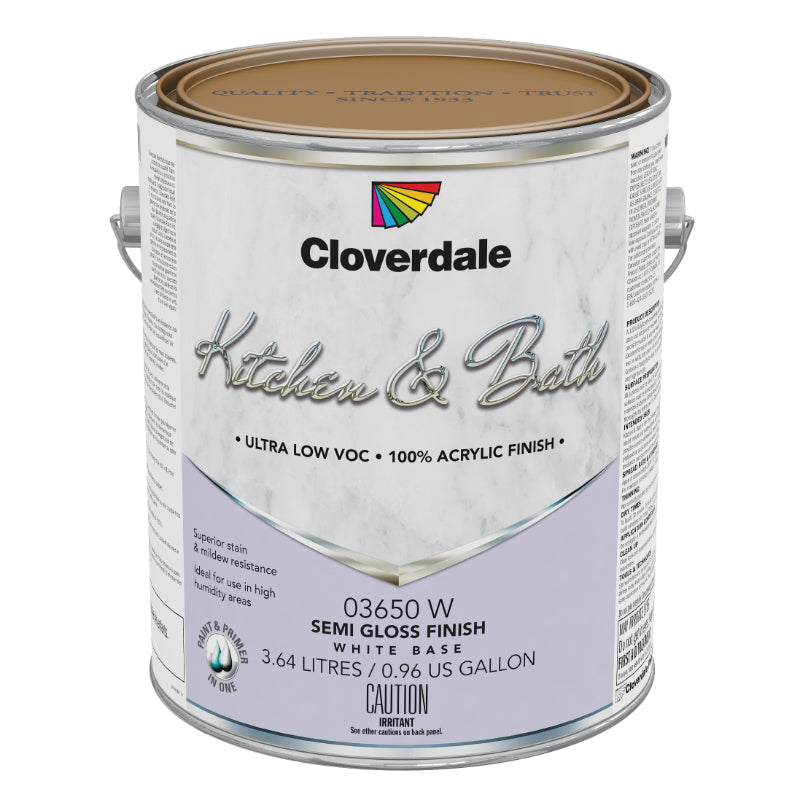 Cloverdale Paint Kitchen & Bath 100% Acrylic Latex Finish, Semi-Gloss